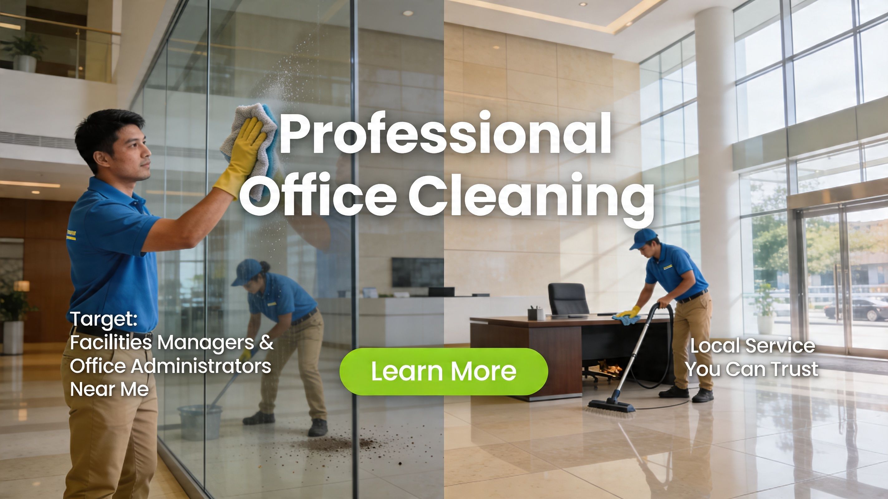 Professional office cleaning in a modern lobby